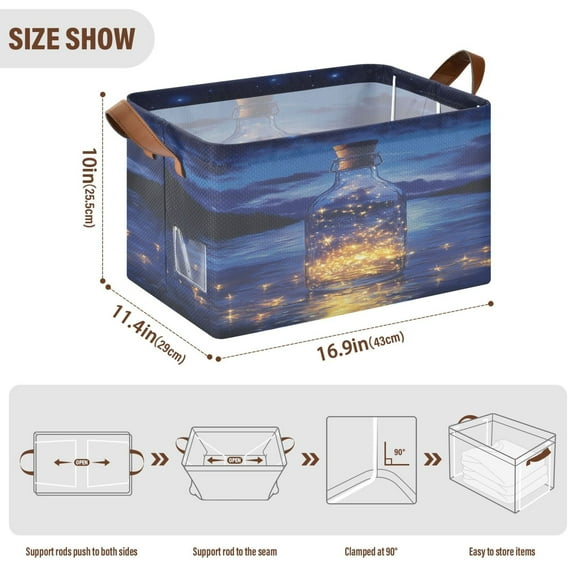 BZSMCE Collapsible Fabric Cube Storage Bins Starlight in Bottle Design Pattern Storage Box