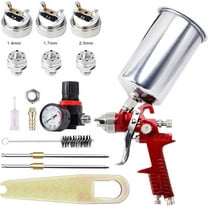 MaxxMarket High Performance HVLP Gravity Feed Spray Gun with 1.4mm 1.7mm 2.5mm Fluid Tips, 1000cc Aluminum Cup for Auto Paint, Primer, Clear/Top Coat & Touch-Up