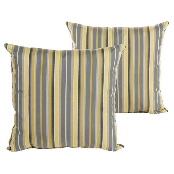 Humble and Haute Sunbrella Grey and Yellow Striped Indoor/ Outdoor