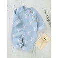 thumbnail image 4 of wsevypo Newborn Baby Bunny Romper Infant Knited Easter Outfits Long Sleeve Jumpsuit for Boys Girls One Piece Overall, 4 of 8