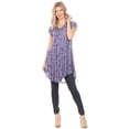 thumbnail image 5 of Sakkas Xoana Women's Casual Cap Sleeve V-neck Flare Loose Boho Swing Short Dress - Purple - Plus Size, 5 of 5
