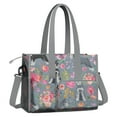 thumbnail image 2 of Teacher Tote Bag,Schnauzer and Pioneer Flower Teacher Utility Tote Bag,Large Work Tote Bags for Women with Multiple Pockets,Top Zipper Closure,13.8x10.6x6.7 Inch, 2 of 5