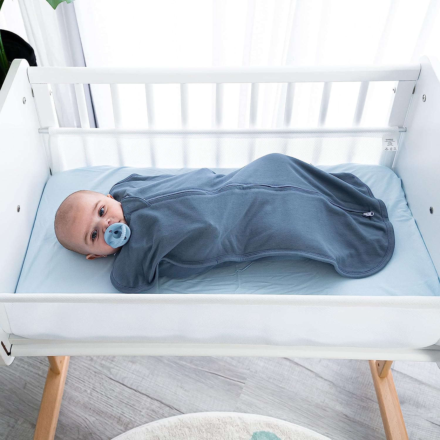 Comfy Cubs Swaddle Blanket Baby Girl Boy Easy Zipper Wrap 2 Pack Infant (Large 3-6 Months, Nomadic Blue, Azul)