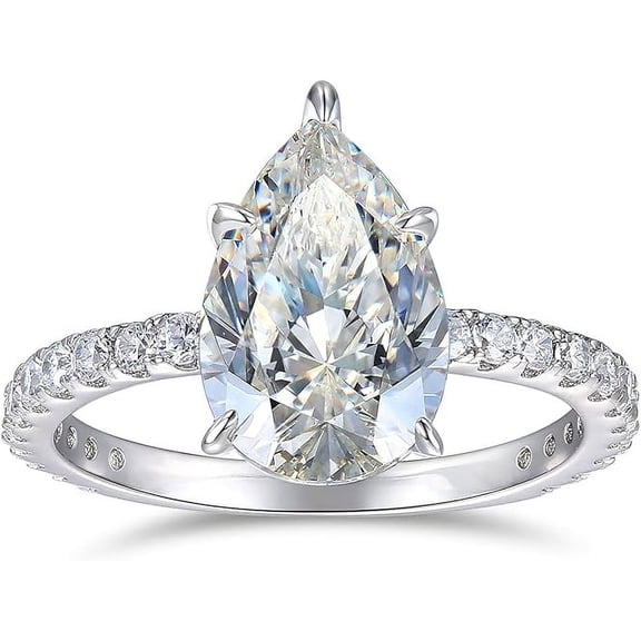 Solid Gold 4ct Pear Cut Moissanite Engagement Rings for Women