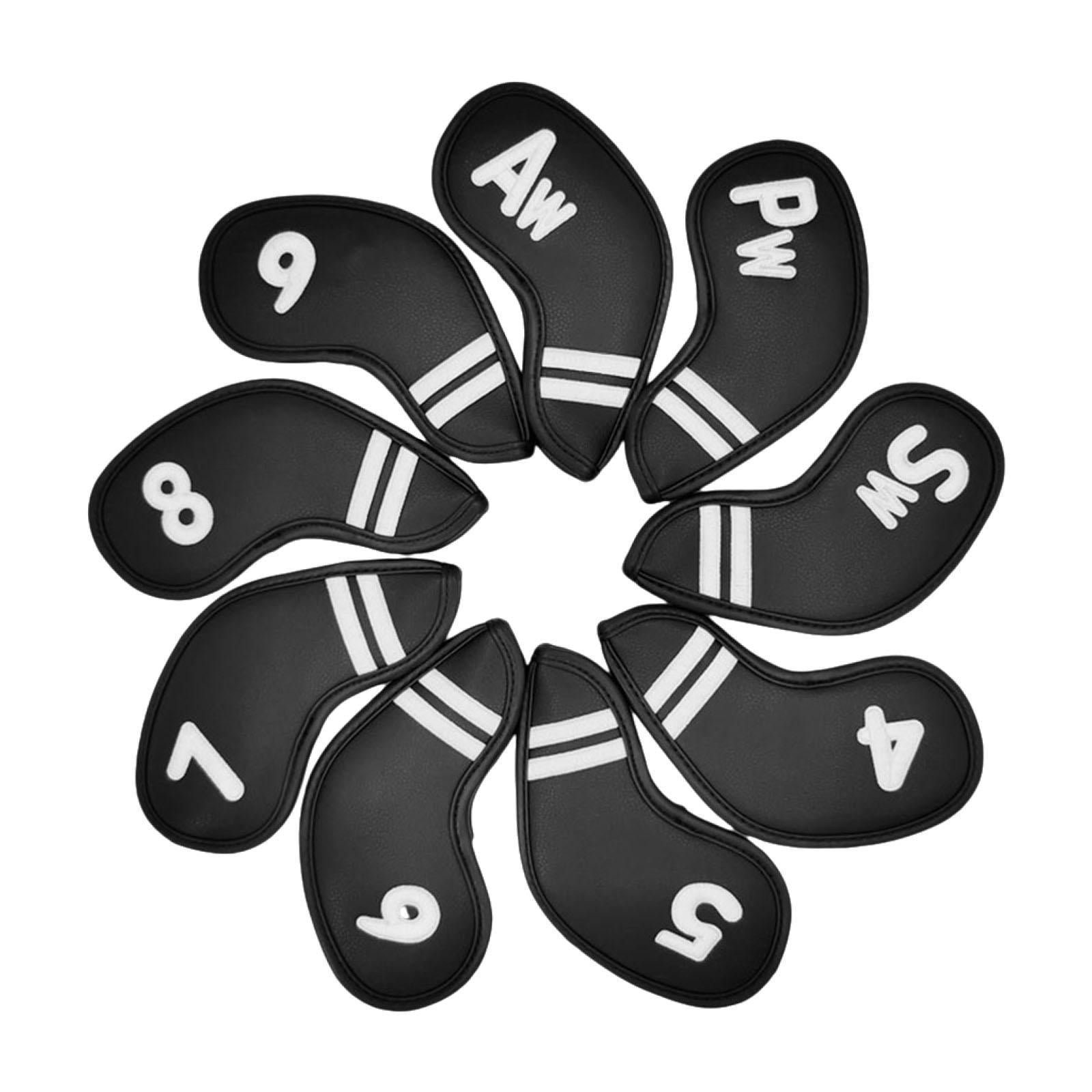 QccHieUs 9 Pcs Golf Club Head Covers, Mallet Putter Covers, Men's Protector, Premium black