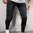 thumbnail image 3 of Mens Jeans Stretch Skinny Pants Street Harajuku Hip-Hop Style Slim Fit Trousers, 3 of 8