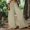Khaki, variant on Bzhegqhd Women's Solid Elastic Waistband Cotton and Linen Boho Cropped Wide-leg Casual Trouser Pants with Pocket