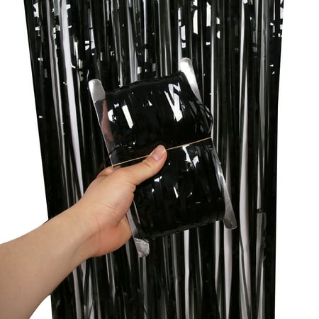 

2pcs Tassel Table Skirt Rain Curtain Photo Backdrop Birthday Decor Rain Curtain Photo Props for Halloween Party Decoration Black