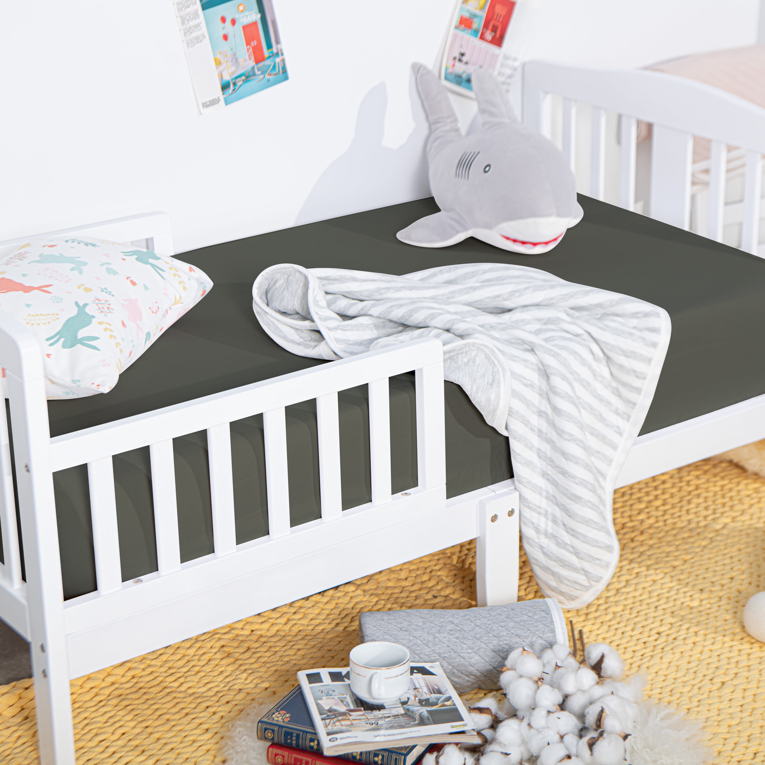 Microfiber Easy Care Fitted Crib Sheet, Ultra Soft and Cozy Crib Sheet for Baby Boys and Girls, Dark Gray, 28" x 52"