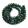 thumbnail image 3 of 10strands Electroplate Glass Beads Strands Pearl Luster Plated Faceted Rondelle Dark Green 6x5mm Hole: 1mm about 80~85pcs/strand 38~40cm Green, 3 of 4