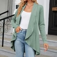 thumbnail image 5 of Scyoekwg Women Lightweight Fall Cardigan Trendy Solid Color Open Front Lapel Cardigan Tops Loose Fall Coats Long Sleeve Casual Cardigan(Green,S), 5 of 6
