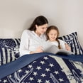 thumbnail image 4 of Manfei Vintage Flag Twin Comforter Sets,Wild Deer Bedding Set,Navy White,Navy Blue Reversible,2pcs,1 Comforter and 1 Pillowcase, 4 of 7