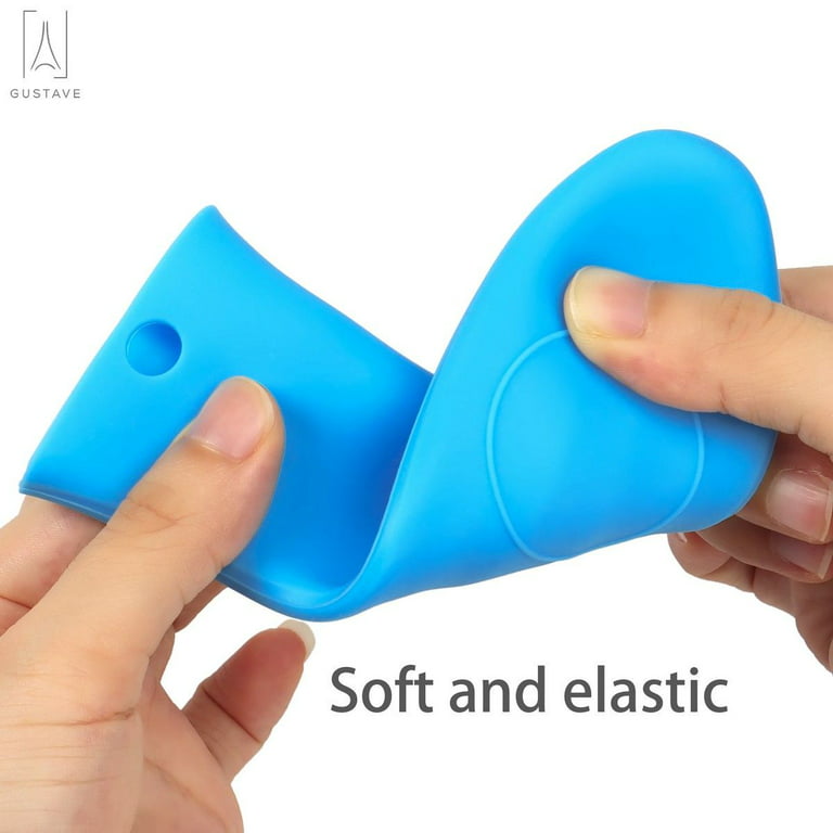 Silicone Hot Handle Holder Sleeve Pan Pot Handle Cover Blue 6.1-inch Long  2Pcs