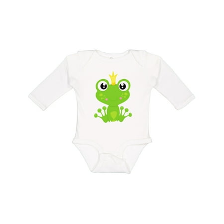 

Inktastic Cute Frog Green Frog Frog Prince Crown Gift Baby Boy or Baby Girl Long Sleeve Bodysuit