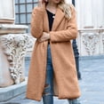 thumbnail image 2 of Women's Fuzzy Fleece Lapel Open Front Long Cardigan Coat Warm Winter Outwear Jackets for Women Womens Clothes, 2 of 7