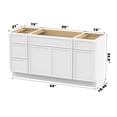thumbnail image 3 of Vanity Art 63" Freestanding Bathroom Vanity Cabinet without Top in White, 3 of 6