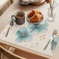 thumbnail image 3 of Teal Elegant Spring Floral Placemats Set of 8 Pastoral Flowers Rustic Place Mats Indoor Wipeable Table Mats Washable Cloth Dining Table Placemats for Kitchen Holiday Party Home Decor 13x19 Inch, 3 of 9