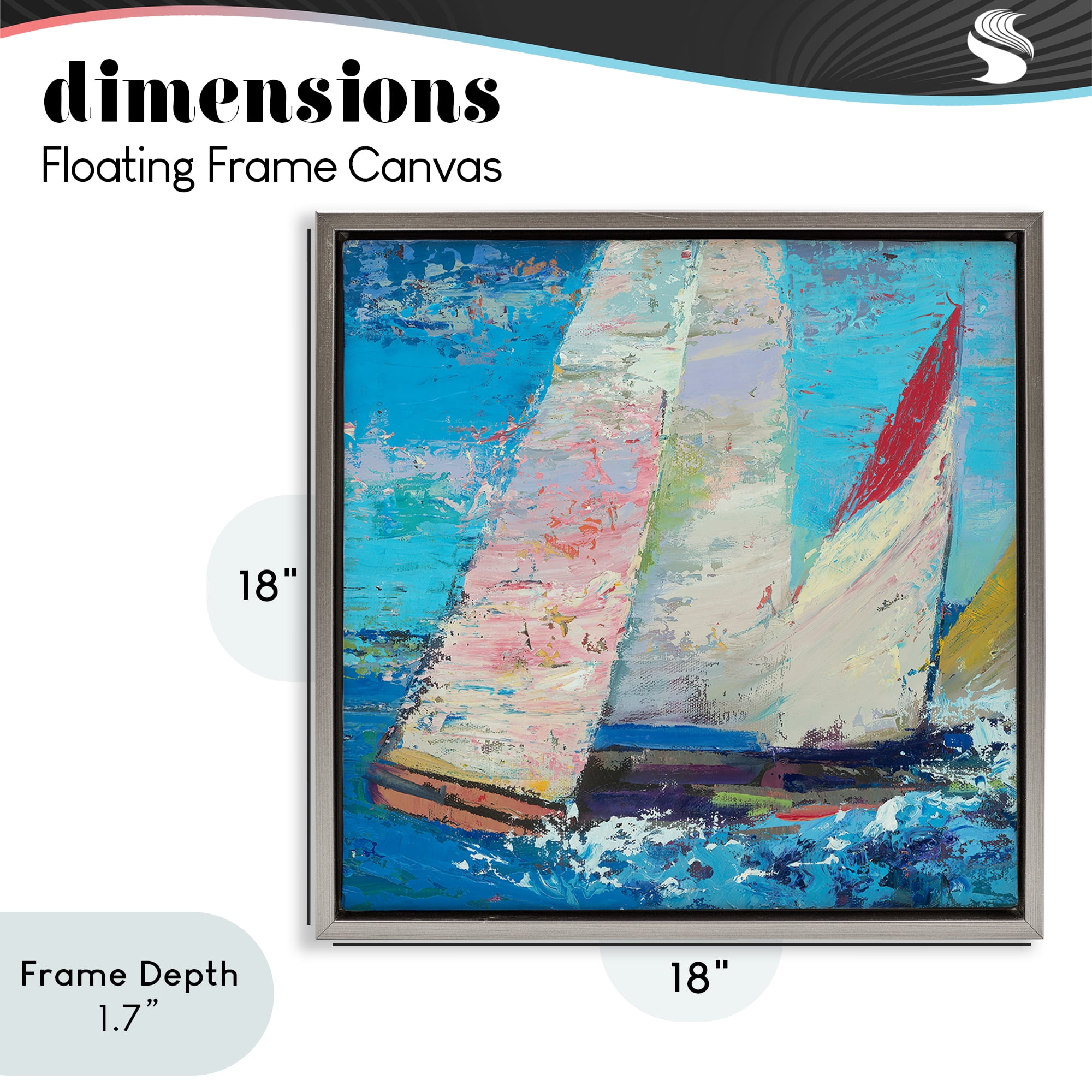 Stupell Industries Expressive Sailboats on Waves Gray Framed Floater Canvas Wall Art, design by Beth A. Forst