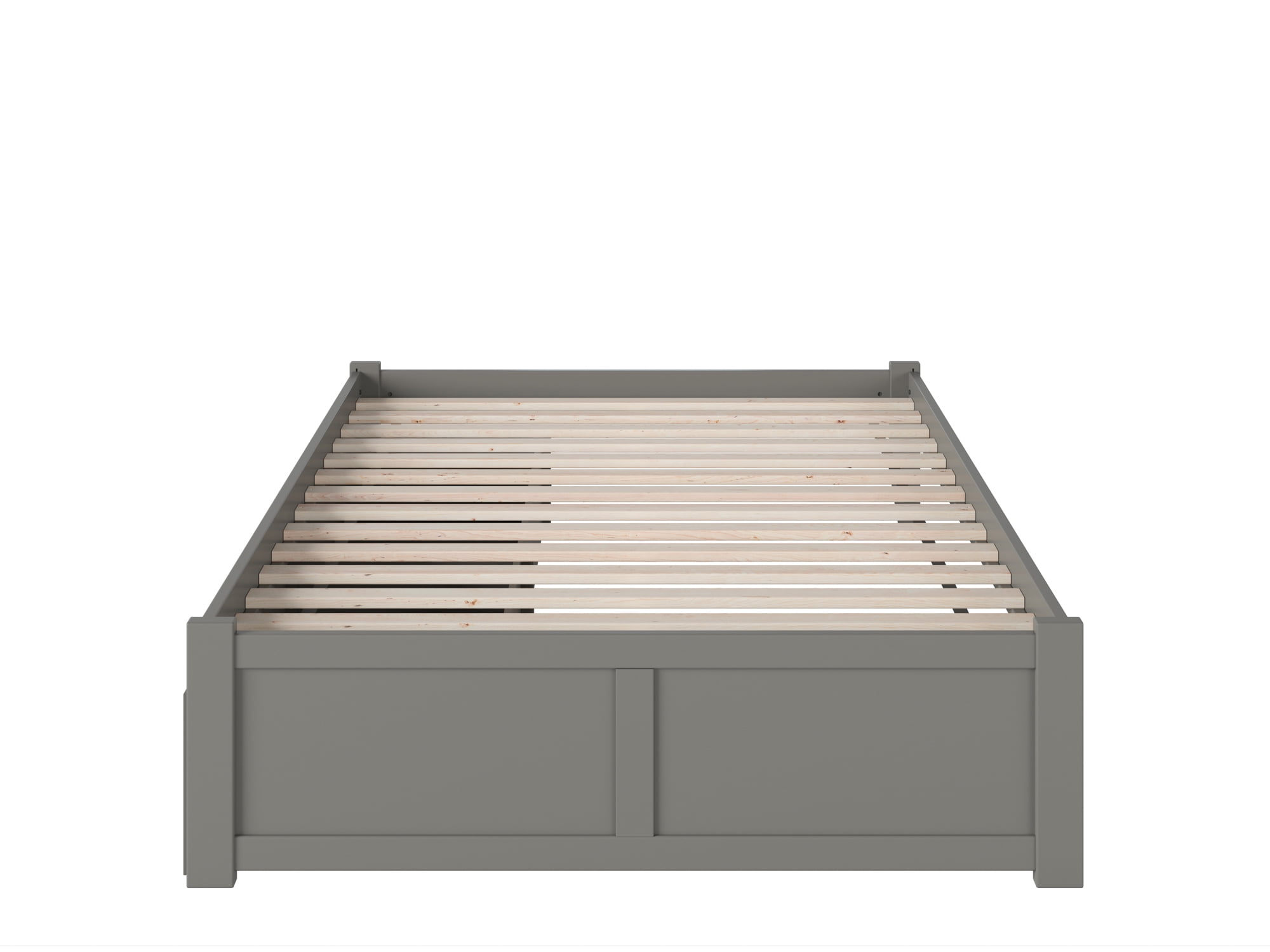 AFI Concord Full Solid Wood Platform Bed with Footboard & 2 Storage Drawers in Grey