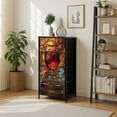 thumbnail image 7 of Dresser for Bedroom with 4 Storage Drawers Baroque Stained Glass Wine Steel Framed Fabric Closet Organizers for Entryway Kitchen, 7 of 7