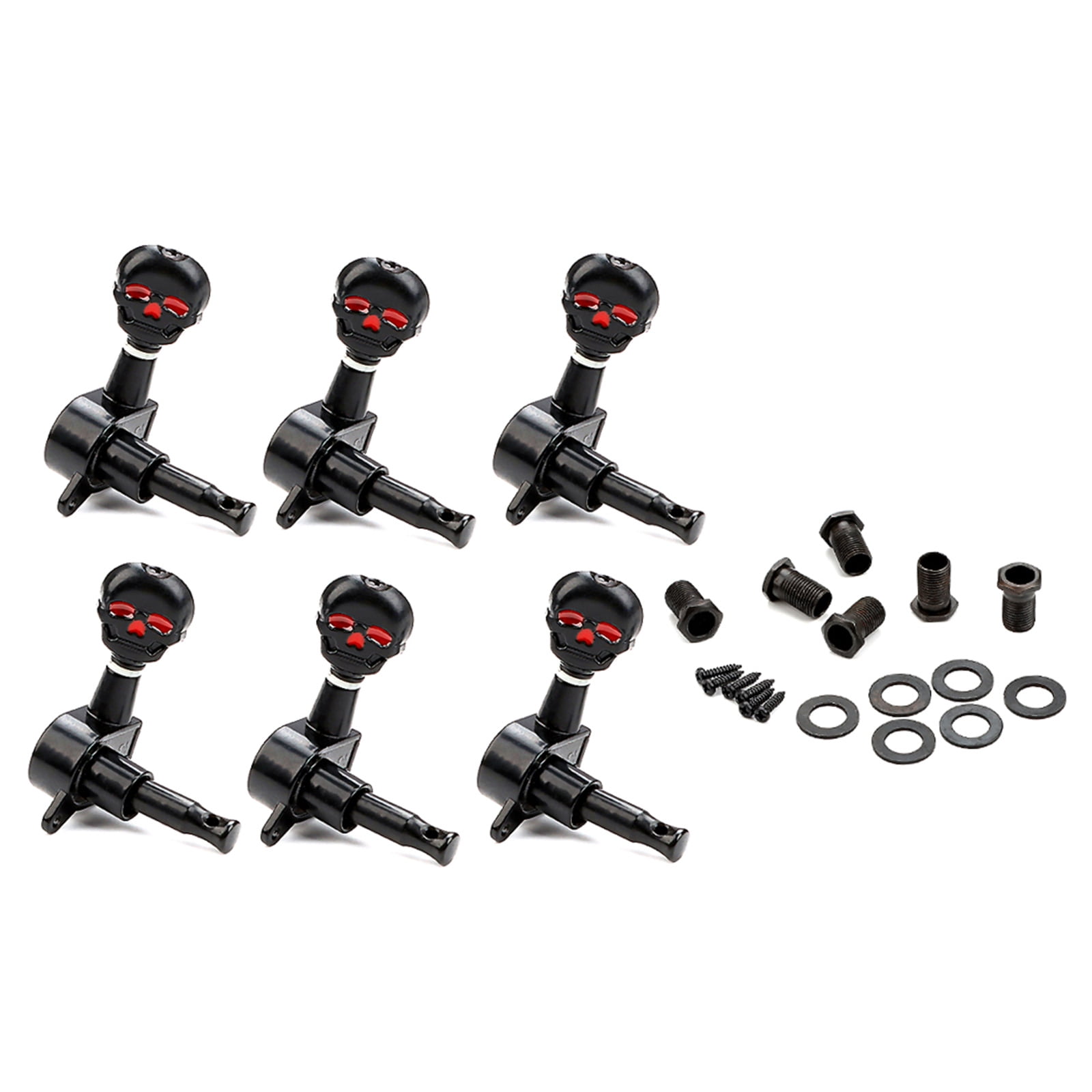 6Pcs Guitar Tuning Peg 6 Right Skull Button Keys Machines Head Tuners for Electric Guitar and Bass Easy to Install