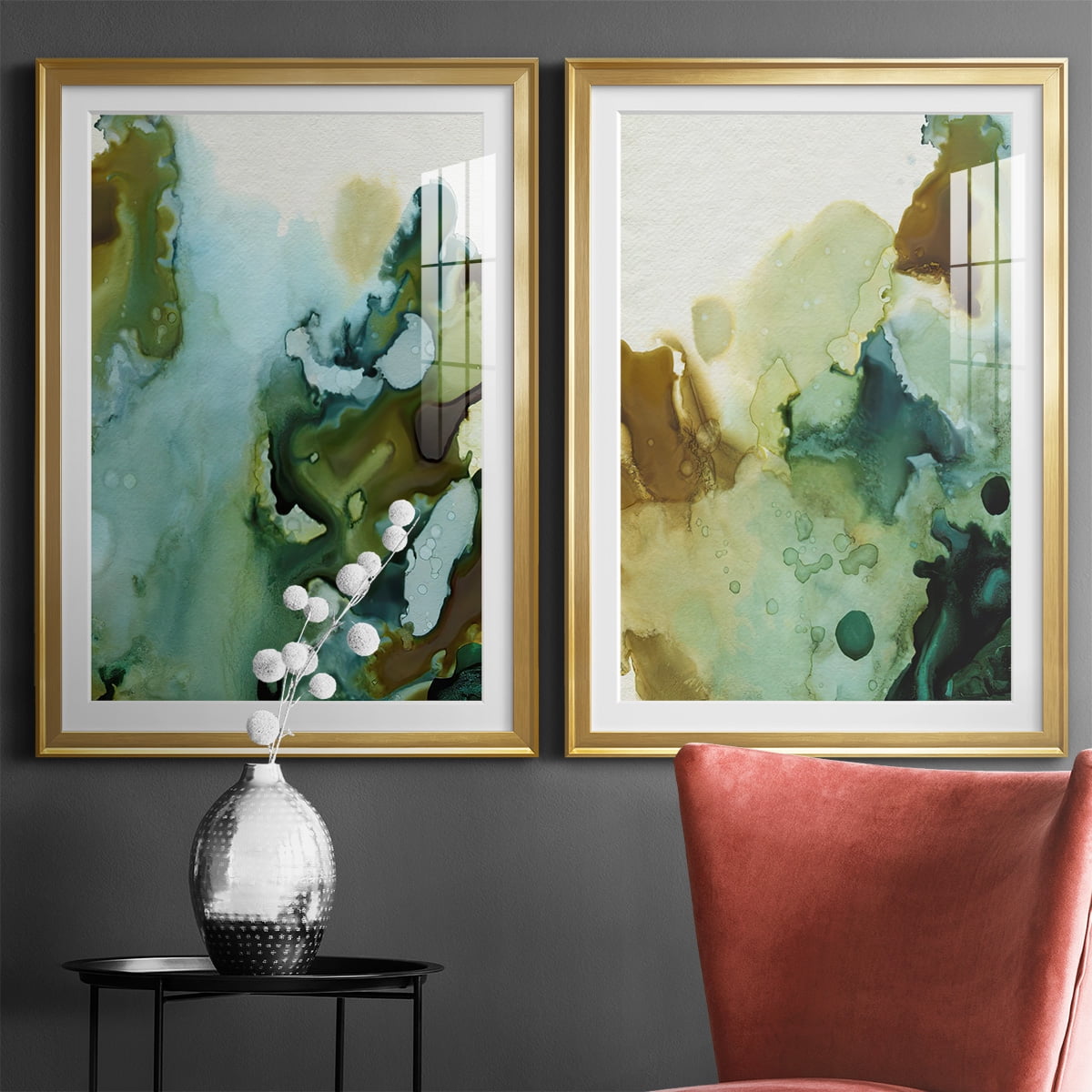 Wexford Home Water and Earth I Premium Framed Print, 18.5" x 24.5" - Ready to Hang, Gold (Set of 2)