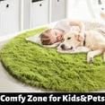 thumbnail image 5 of SANMADROLA Round Cozy Comfort Shaggy Green Area Rug, 5.2' x 5.2', Durable, 5 of 6
