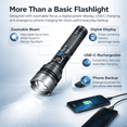 thumbnail image 2 of NIUTA® Rechargeable Flashlights, LED Flashlight with Digital Power Display, Zoomable Focus, USB-C Fast Charging & Emergency Phone Charging, Super Bright Tactical Flashlight for Camping, 2 of 7
