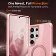 thumbnail image 5 of Allytechgroup Samsung Galaxy S25 Ultra Case Magnetic, Compatible with Magsafe & Car Mount Adjustable Stand Ring Holder Heavy Duty Shockproof Matte Phone Case for Samsung Galaxy S25 Ultra, Pink, 5 of 7