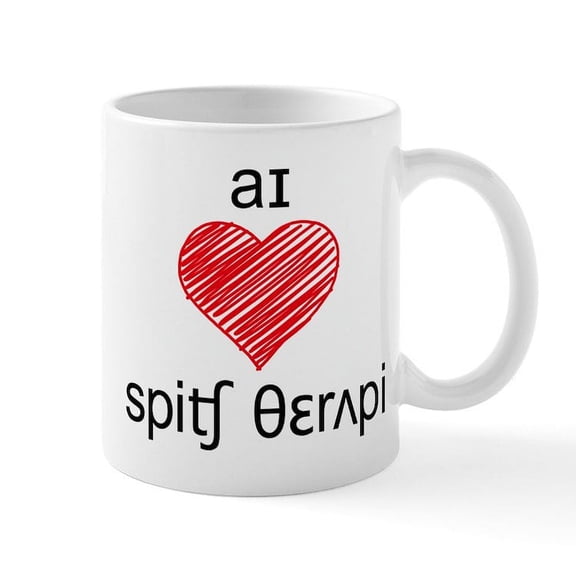 CafePress - I Heart Speech Therapy 2 Tone Mug - 11 oz Ceramic Mug - Novelty Coffee Tea Cup