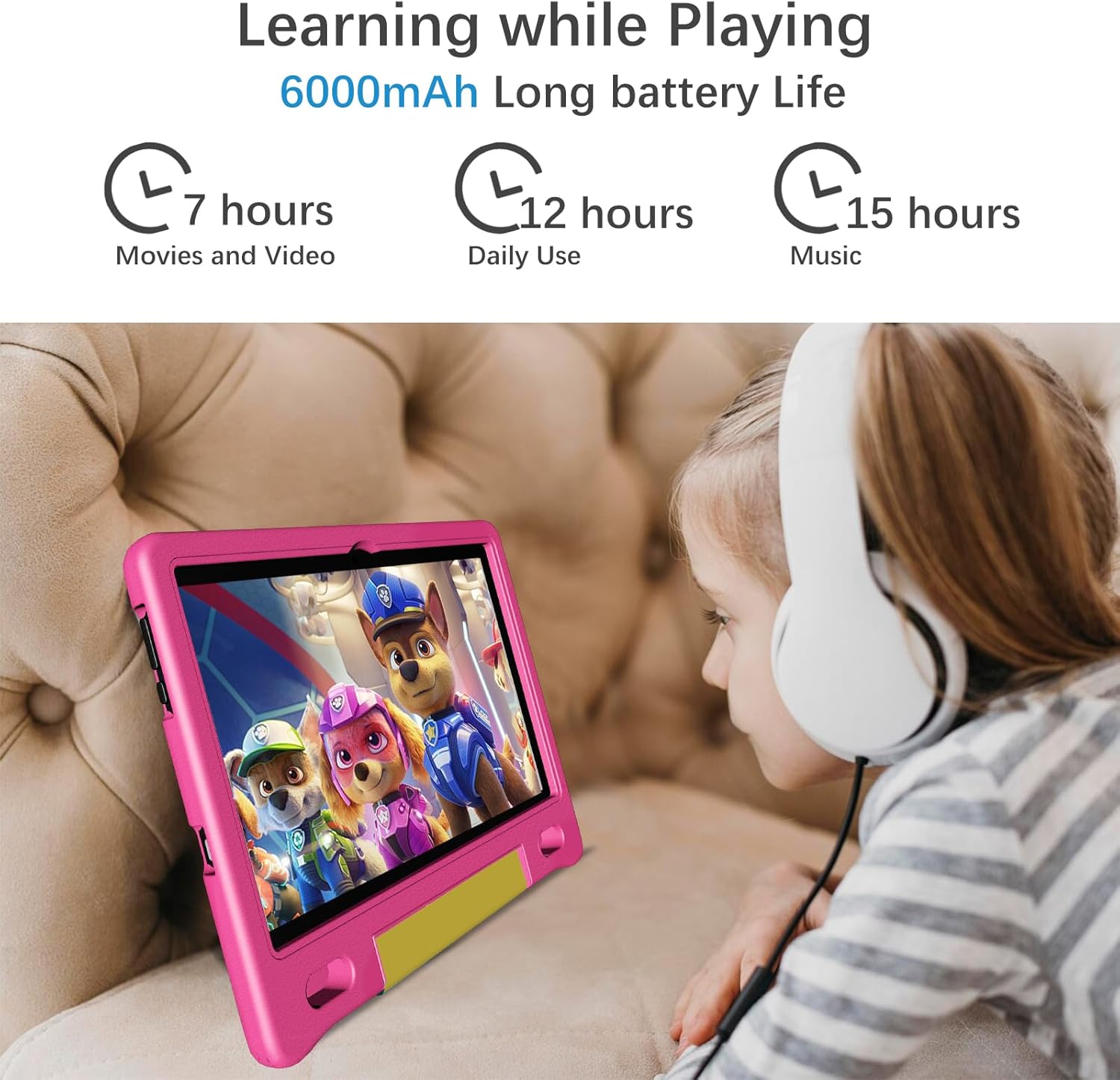 Kids Tablet with Strap, Android 14 Tablet for Kids 10 inch , Toddler Tablet Octa-Core 64GB 1TB Expandable, Children's Tablet with Case, Bluetooth WiFi Parental Control Dual Camera, 12-hr battery