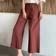 thumbnail image 5 of HUPOM Womens Trouser Pants Women Capri Pants Chinos High Waist Rise Ankle Straight-Leg Coffee 2XL, 5 of 5