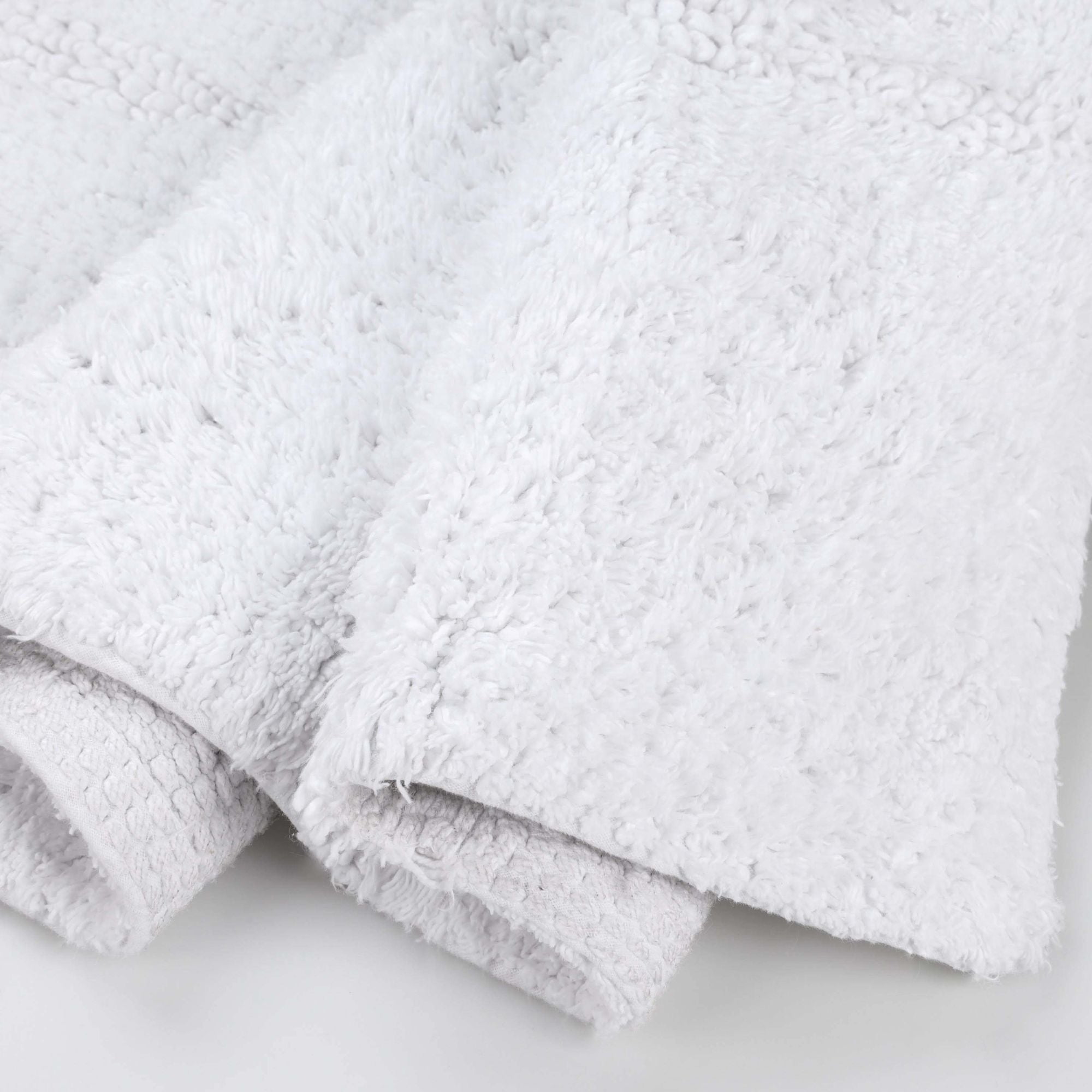 Superior Checkered Cotton Washable Non-Slip Bath Rug, Runner Size, White
