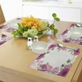 thumbnail image 4 of Ambesonne Anemone Flower Place Mats Set of 4, Lively Bridal, Standard Size, Pink Green Apricot, 4 of 6
