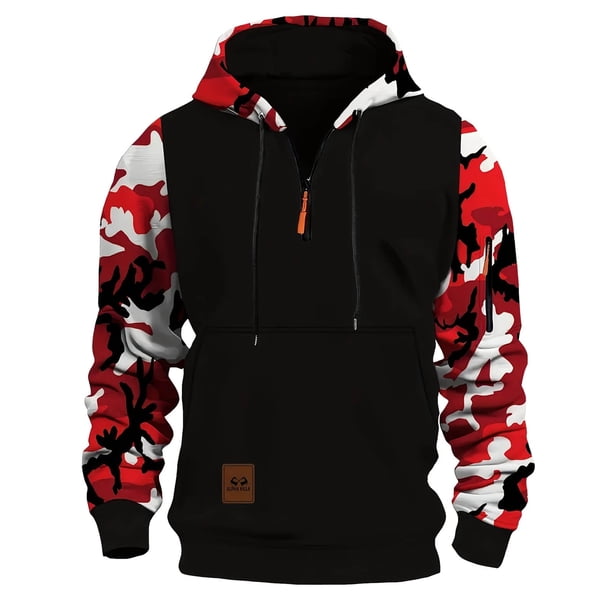 WILLBEST Sudaderas Navideñas Sudadera con Capucha De Camuflaje para Hombre, Sudadera De Invierno De Corte Ajustado, Jersey con Forro Cálido para Otoño y Clima Frío, Ropa De Calle Informal Cómoda Chica