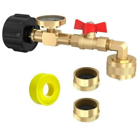 Swivel Propane Refill Elbow Adapter 1lb to 20lb QCC1 Propane Refill Elbow Adapter with Gauge and on- Control Valve