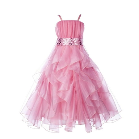 - Ekidsbridal Formal Satin Organza Sequin Spaghetti-Straps Flower Girl Dress Bridesmaid Wedding Pageant Toddler Recital Holiday Communion Birthday Baptism Occasions 009