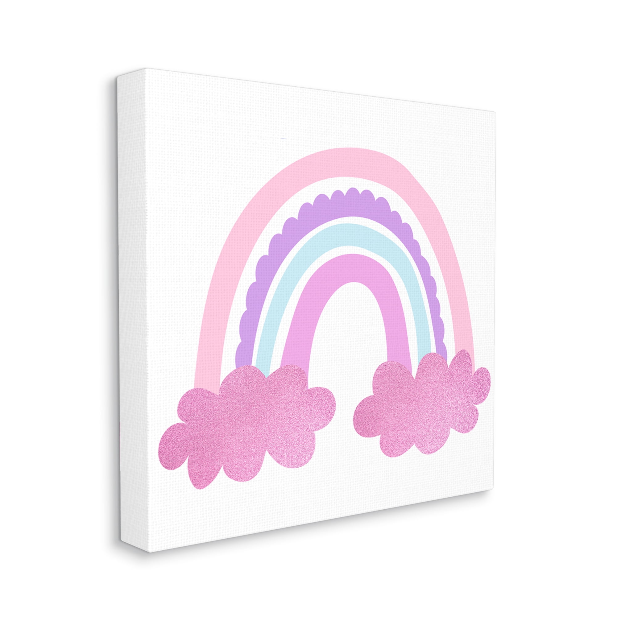 Stupell Industries Pink Rainbow & Clouds Landscape Painting Gallery Wrapped Canvas Art Print Wall Art, 17 x 17
