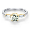 thumbnail image 3 of Gem Stone King 10K Two Tone Gold Green Prasiolite and Lab Grown Diamond Engagement Ring for Women | 1.10 Cttw | Round 6MM | Gemstone Birthstone | Size 9, 3 of 6