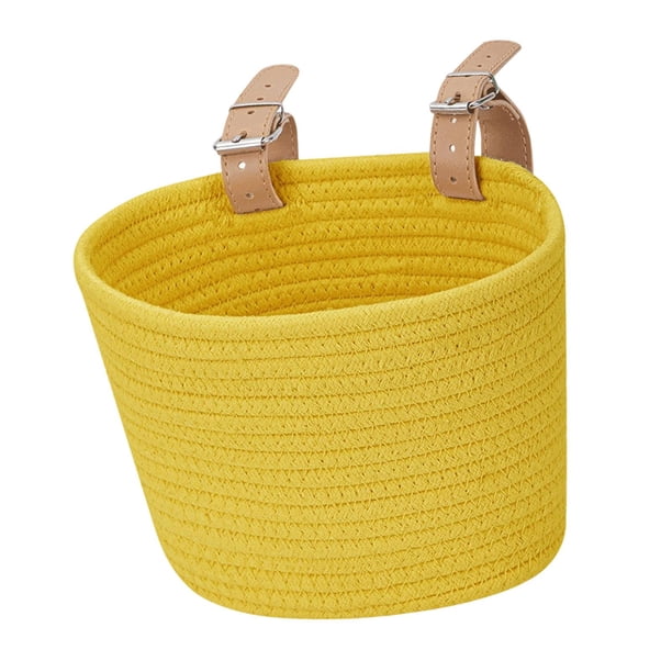 Cesta de almacenamiento para bicicleta para niños, fácil de instalar, desmontable, bonita y decorativa. Amarillo