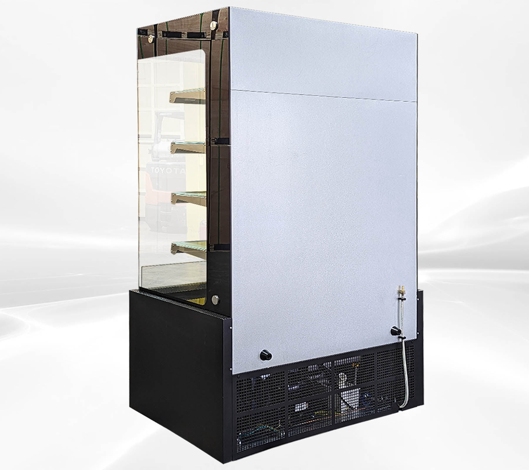 48 in W 27 Cu. ft. Commercial Open Air Display Refrigerator Merchandiser, 4 Shelf Refrigerated Grab and Go Display Case, Black