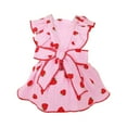 thumbnail image 2 of Nebwoak Small Dog Princess Dress Summer - Floral Strawberry Print Bow Cotton Pet Dress for Cats Puppies Under 17lbs - Leash Attachment & Belly Cut - White/Pink, 2 of 6