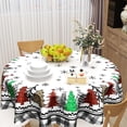 thumbnail image 6 of Christmas Round Tablecloth 60 Inch Snowflake Xmas Trees Black Buffalo Plaid Decorative Table Cloth Polyester Washable Table Cover for Winter Holiday Party Picnic Dinner Decor, 6 of 7