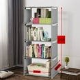 thumbnail image 2 of 4 Tier Waterproof Grey Bookcase for Clothes, Toys, and Snacks Storage, 2 of 15