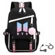 thumbnail image 1 of Kpop BTS Mochila con cable de audio USB puerto de carga coreano casual mochila portátil bolsa univer blanco, 1 of 8