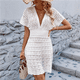 thumbnail image 4 of Vestido de Crochet para Mujer, de Corta y Cuello en V, Ideal para Verano. L, 4 of 10
