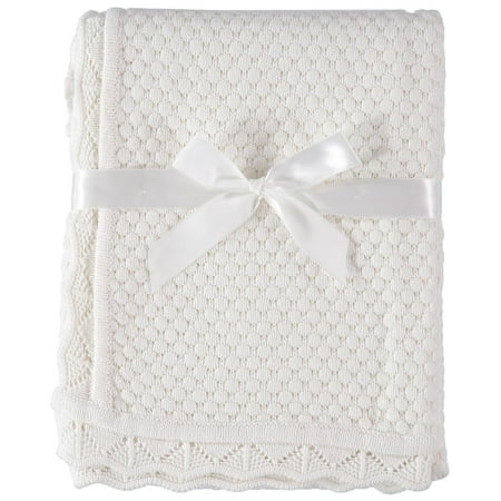 Baby Dove Popcorn Scallop Knit Blanket