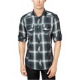 thumbnail image 1 of I.N.C Mens Plaid Button Up Shirt, Green, Large, 1 of 1