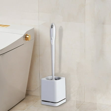 TACILIP Toilet Brush Household Plastic Long Handle Toilet Brush Punch- Wall-Mounted Floor-Standing with Base Toilet Brush Cleaning Set Cleaning Supplies Birthday Gifts
