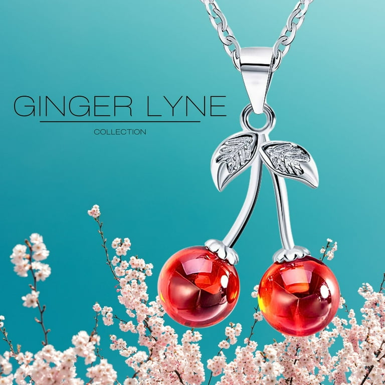 Cherry Necklace for Women Red Agate Sterling Silver Pendant and